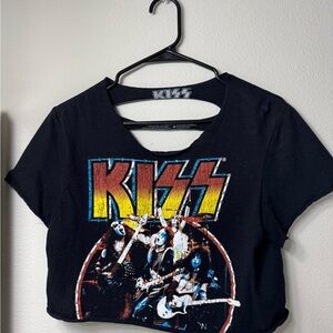 Kiss Black Short Sleeve Tee with Band Logo